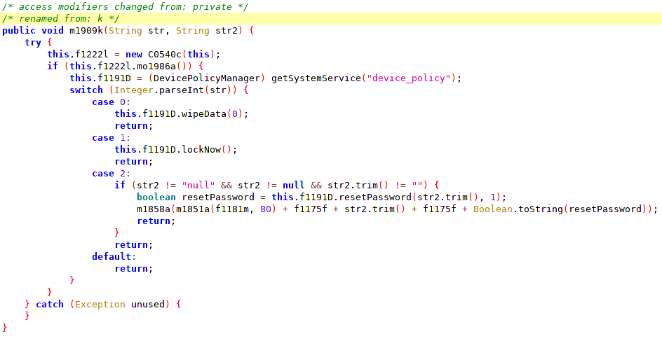 Device Administrator actions